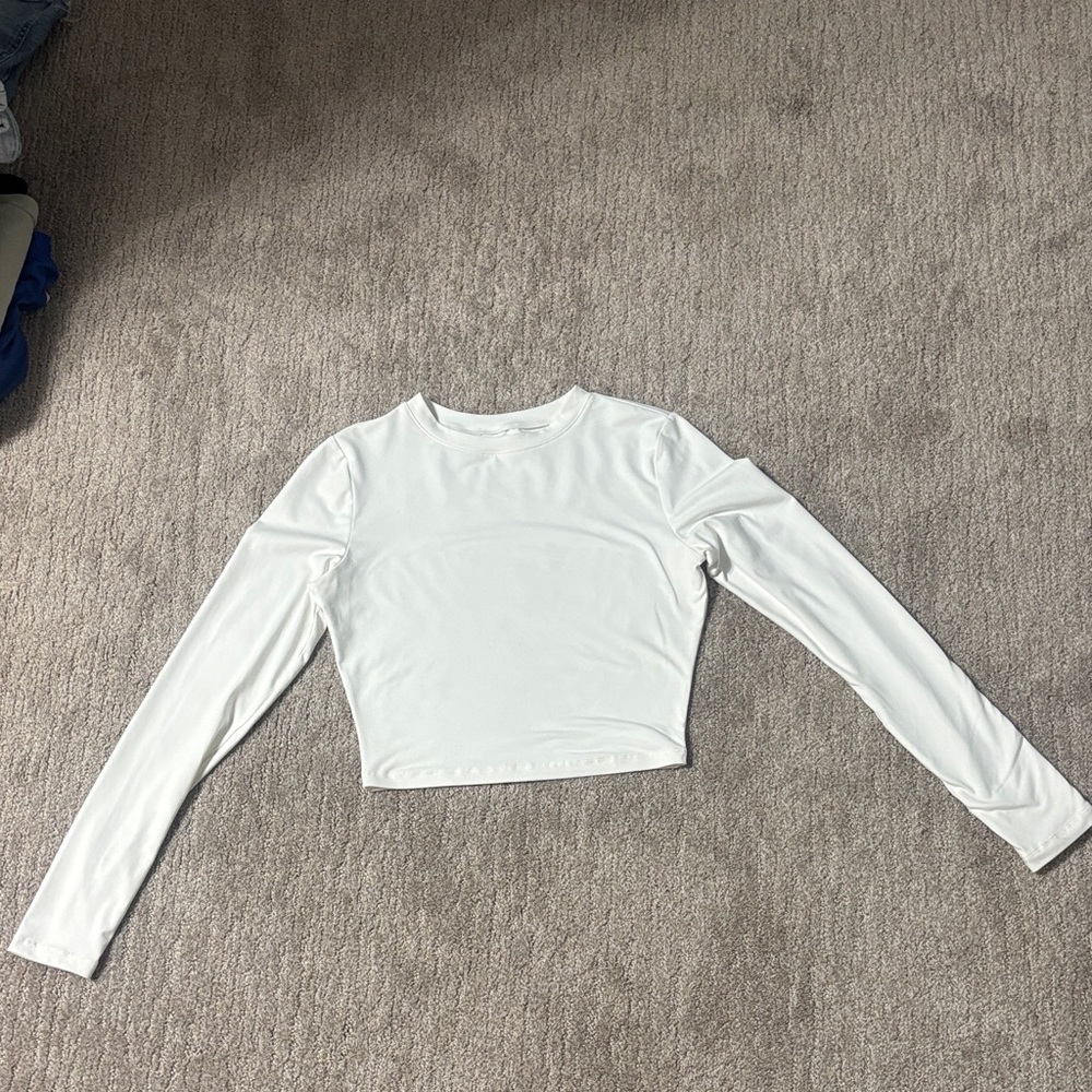 Amazon White Long Sleeve Crop Top